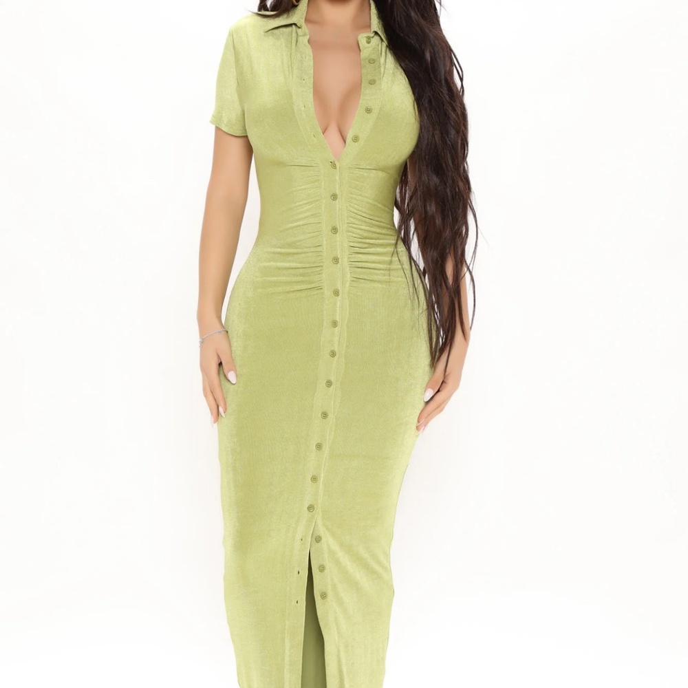 Silky Smooth Slinky Maxi Dress - Chartreuse 90’s Dream